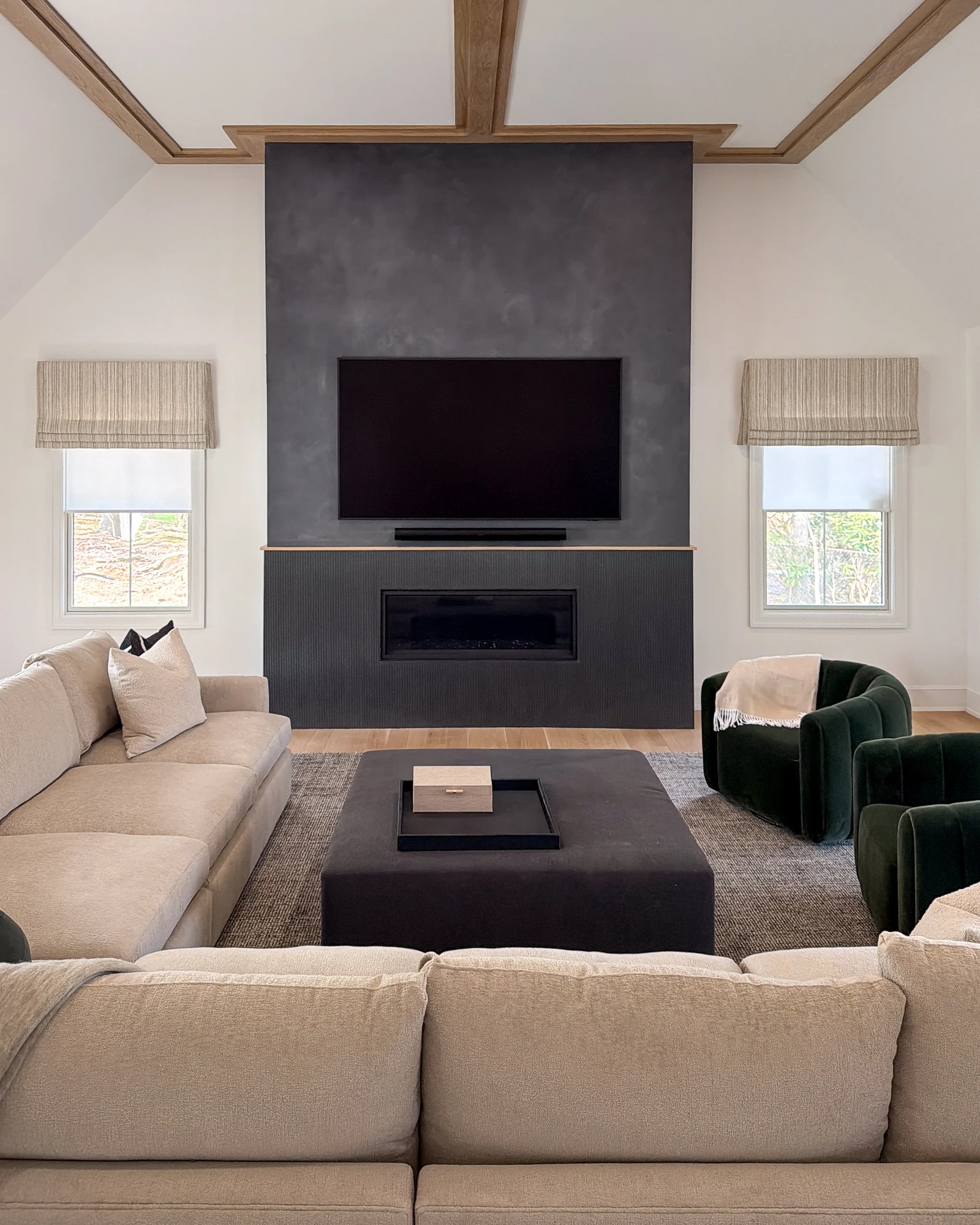 Limewash on fireplace of Long Island, NY home